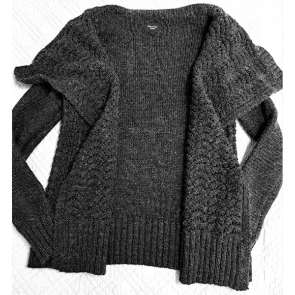American Eagle Outfitters Women's M Gray Wool Blend Open Front Cardigan - Picture 2 of 6